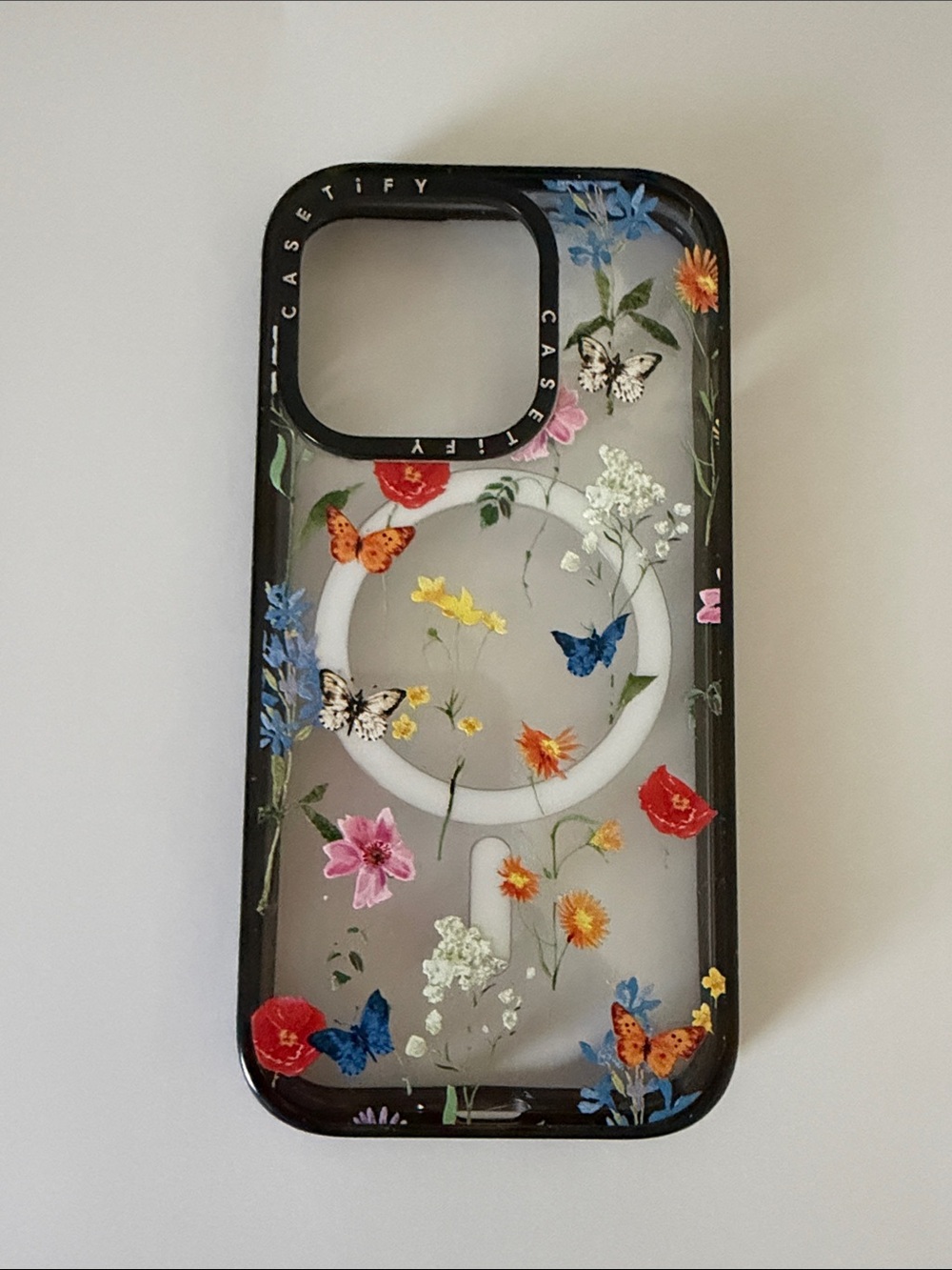Casetify Black-Edged Floral & Butterfly MagSafe iPhone Case iPhone 15 Pro